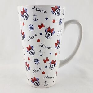 Disney Minnie Mouse Anchors Away Nautical Tall Travel Ceramic  Mug Tea Coffee
